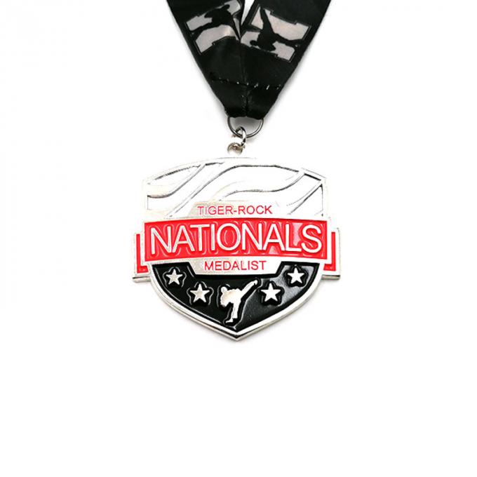 Médaille adaptée aux besoins du client en métal de sport de la médaille 3d de récompense de concurrence d'arts martiaux de roche de tigre de logo