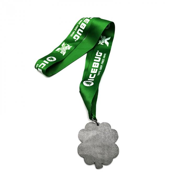 Créez la personnalisation en alliage de zinc courante virtuelle à simple face de médaille de trèfle à quatre feuilles