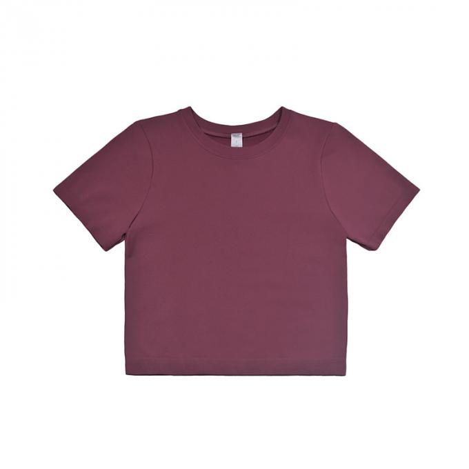 Les femmes de T-shirt de pull de broderie de fleur de cou d'O desserrent la douille courte rose causale pique le nouveau dessus de coton de l'été 2021