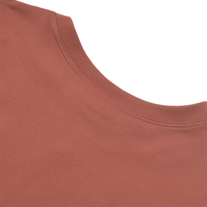 Les femmes de T-shirt de pull de broderie de fleur de cou d'O desserrent la douille courte rose causale pique le nouveau dessus de coton de l'été 2021