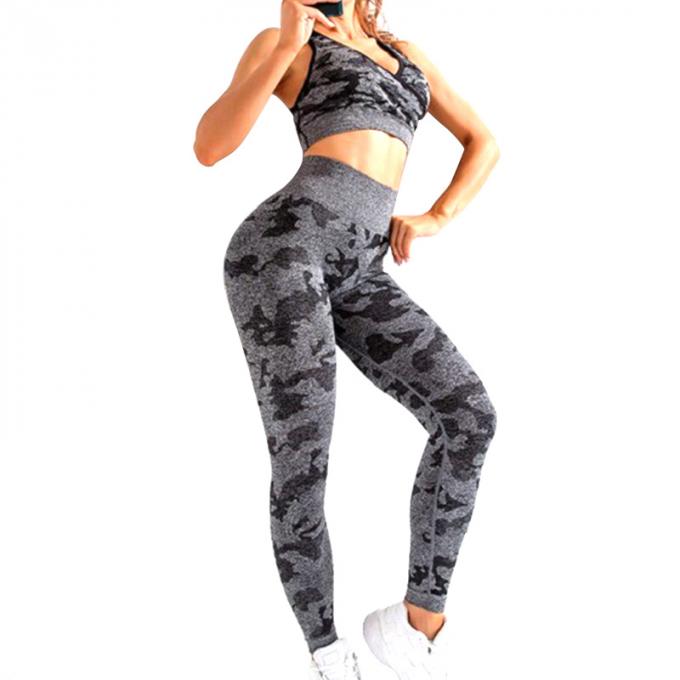 Les femmes d'ensemble de yoga gainent longtemps le survêtement courant serré d'ensemble de vêtements de sport de guêtres de yoga de forme physique