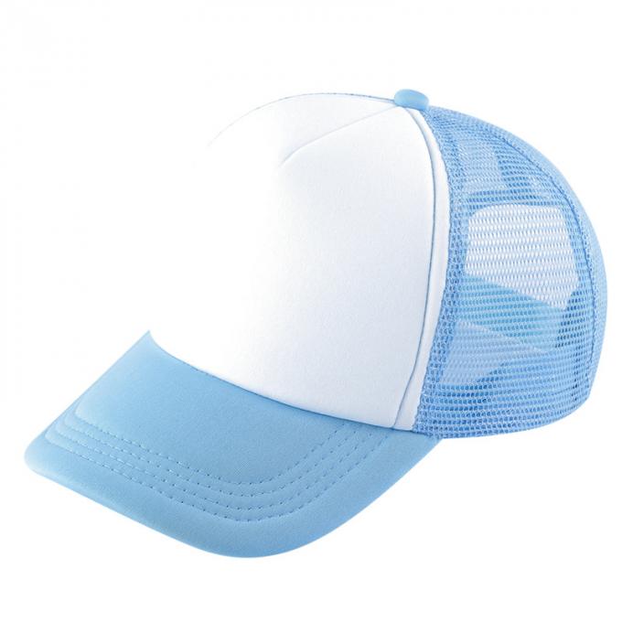 La casquette de baseball réglable de polyester de chapeau de camionneur de maille de relance de panneaux du chapeau 5 de DIY a à plat affiché le chapeau de chapeau de camionneur
