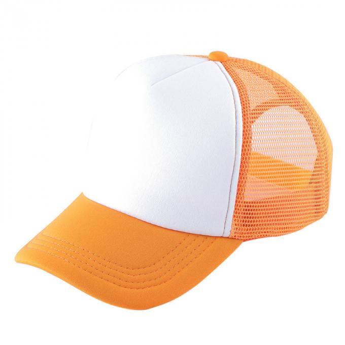 La casquette de baseball réglable de polyester de chapeau de camionneur de maille de relance de panneaux du chapeau 5 de DIY a à plat affiché le chapeau de chapeau de camionneur