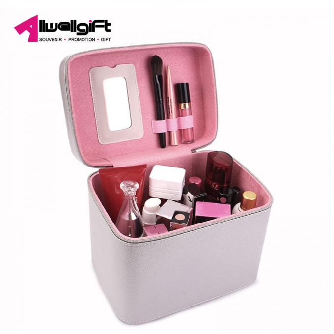 Caisses de grande capacité de trousse de maquillage de poche cosmétique portative noire à extrémité élevé de dame