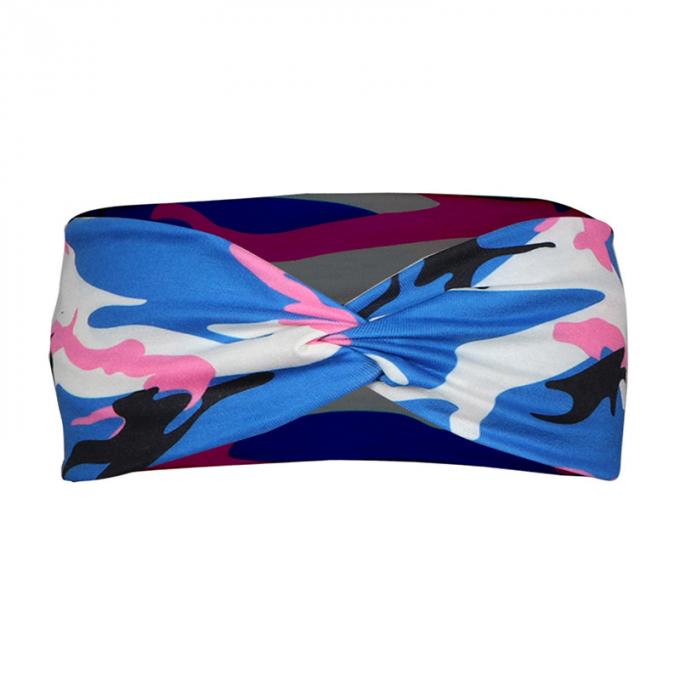 les nouveaux styles de modèle fait sur commande camouflent la bande croisée élastique de cheveux d'enveloppe de bandeau d'arc de sports extensibles de bandes de cheveux pour la séance d'entraînement de sports