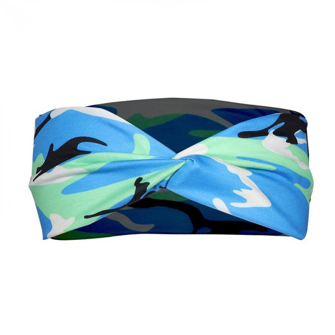 les nouveaux styles de modèle fait sur commande camouflent la bande croisée élastique de cheveux d'enveloppe de bandeau d'arc de sports extensibles de bandes de cheveux pour la séance d'entraînement de sports