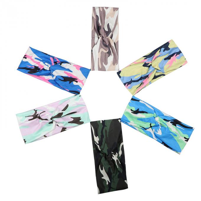 les nouveaux styles de modèle fait sur commande camouflent la bande croisée élastique de cheveux d'enveloppe de bandeau d'arc de sports extensibles de bandes de cheveux pour la séance d'entraînement de sports