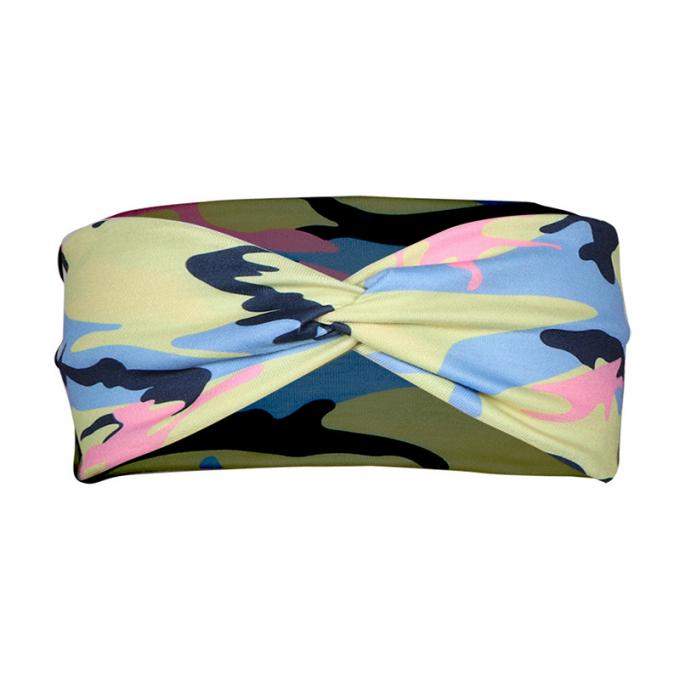 les nouveaux styles de modèle fait sur commande camouflent la bande croisée élastique de cheveux d'enveloppe de bandeau d'arc de sports extensibles de bandes de cheveux pour la séance d'entraînement de sports