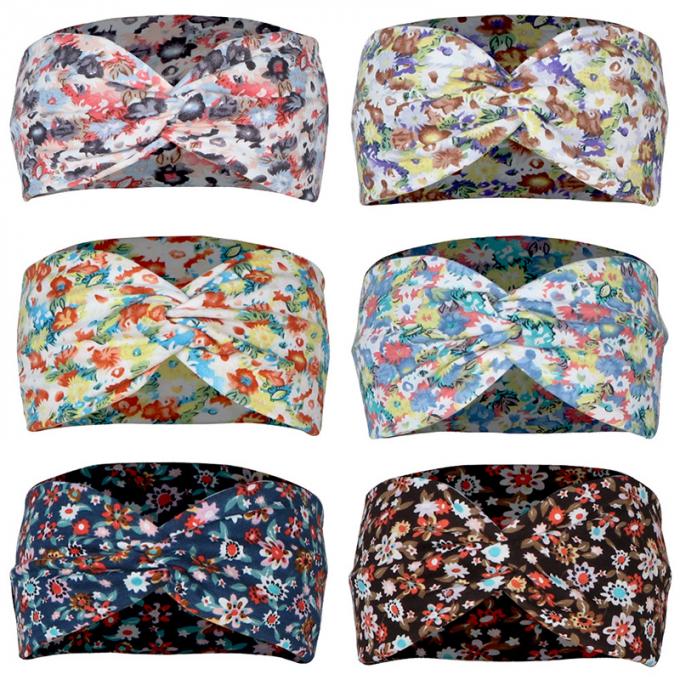 La fleur faite sur commande de mode imprimée pour modeler les cheveux nouveau-nés de bébé cintre les accessoires colorés de cheveux de femmes de bandeaux velus