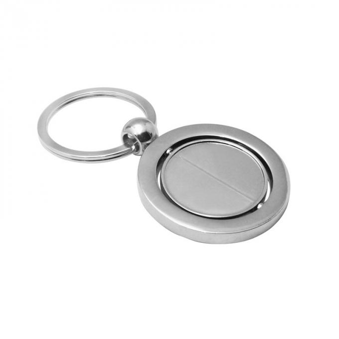 Le porte-clés vide tournant promotionnel fait sur commande de voiture en métal a adapté la chaîne aux besoins du client principale en alliage de zinc de forme ronde