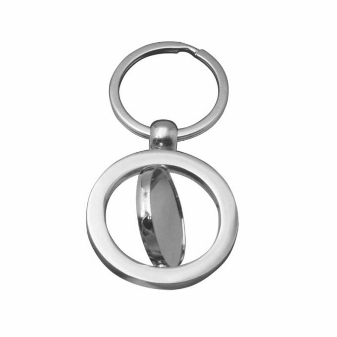 Le porte-clés vide tournant promotionnel fait sur commande de voiture en métal a adapté la chaîne aux besoins du client principale en alliage de zinc de forme ronde