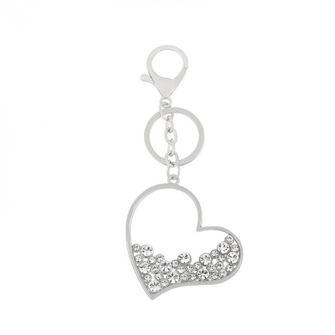 la coutume vend les pendants en gros keychian nouvel de fausse pierre d'éclat de mode bel de coeur de forme de voiture en métal en alliage de zinc créatif de cadeau