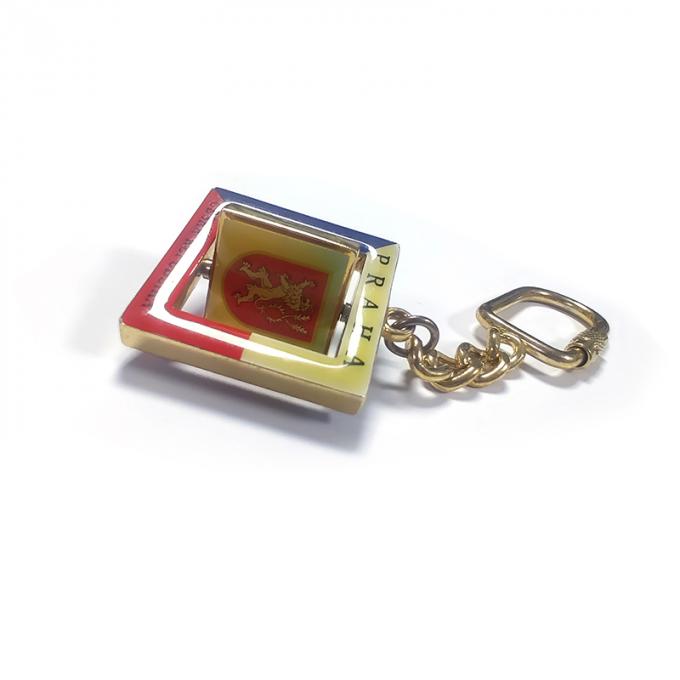 Le souvenir de Prague tournant couvrant d'un dôme le porte-clés en métal de décalque a adapté la chaîne aux besoins du client 3d principale en alliage de zinc
