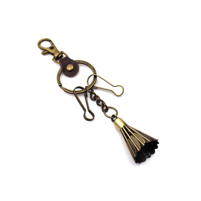 Chaîne principale de souvenir de style en métal de badminton en bronze en cuir américain européen en alliage de zinc fait sur commande de haute qualité créatif d'antiquité