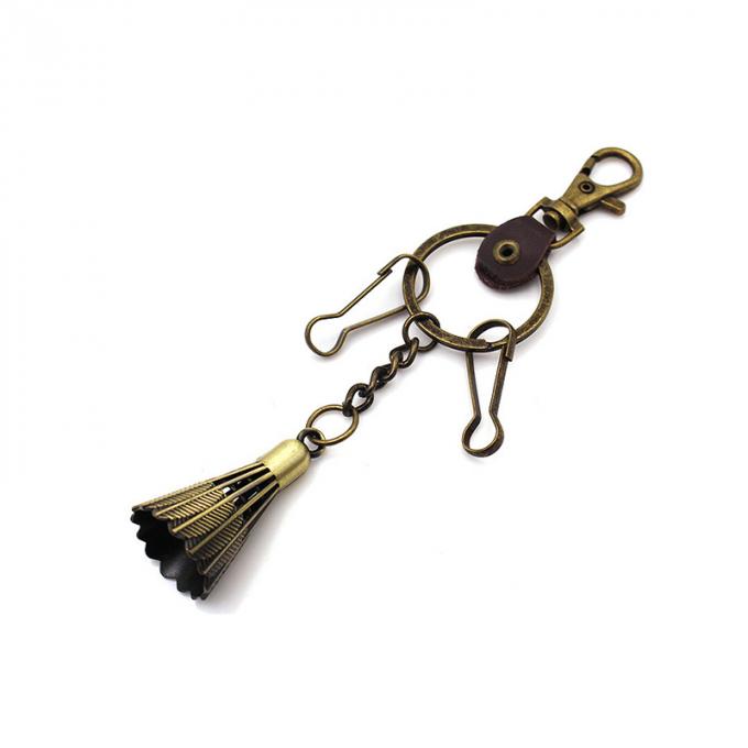 Chaîne principale de souvenir de style en métal de badminton en bronze en cuir américain européen en alliage de zinc fait sur commande de haute qualité créatif d'antiquité
