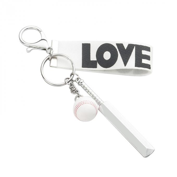 Le cricket créatif de sport de souvenir fait sur commande de haute qualité en gros forment la chaîne principale à chaînes principale de ruban pendant de voiture de promotion de cadeau