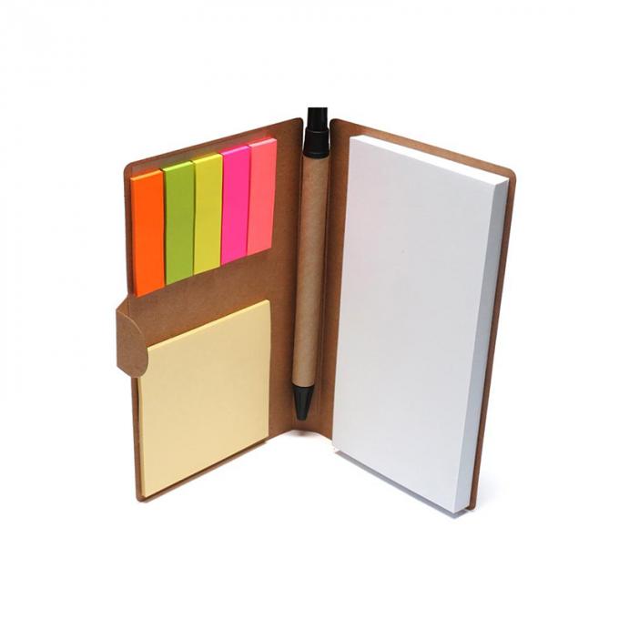 La publicité du carnet collant écologique de papier d'emballage avec le stylo