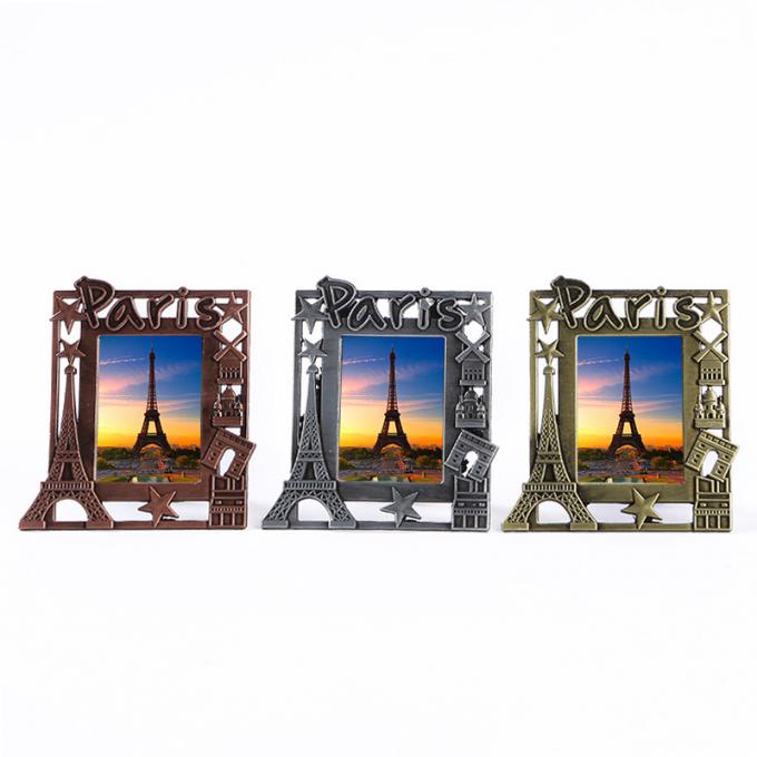 3D cadre de tableau de rectangle en métal de cadeau de souvenir de Tour Eiffel de Paris France de paysage de coucher du soleil de moulage mécanique sous pression
