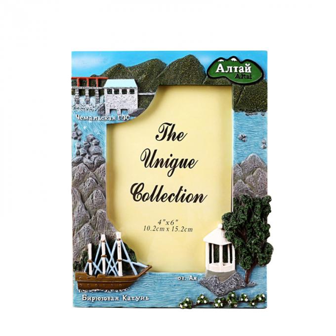 cadre de tableau de résine de cadeau de souvenir de paysage de la conception 3D de roche de plage du rectangle 4*6inch