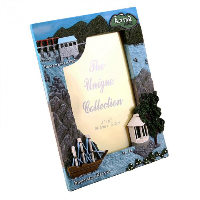 cadre de tableau de résine de cadeau de souvenir de paysage de la conception 3D de roche de plage du rectangle 4*6inch