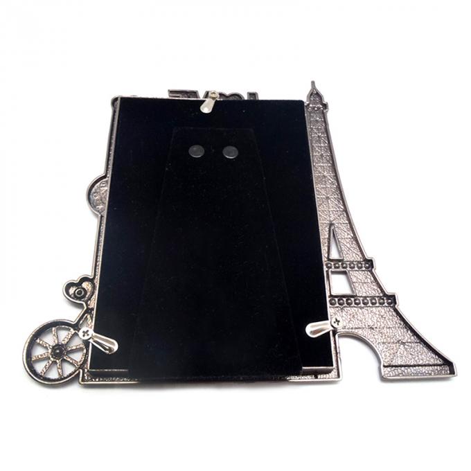 cadre de tableau de rectangle en métal de souvenir de Tour Eiffel de 3.5*5inch Paris avec amour de fausse pierre