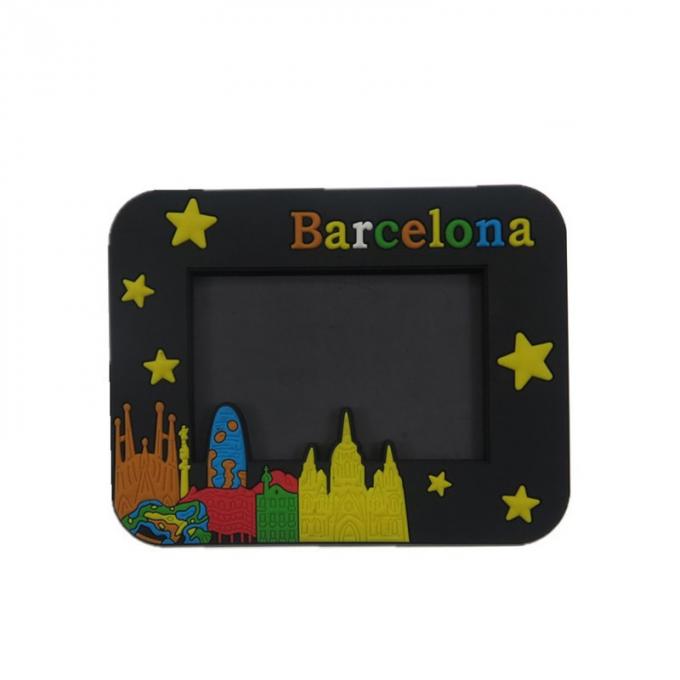 cadre de tableau en caoutchouc de PVC de cadre de rectangle de l'effet 3D de l'Espagne Barcelone de cadeau magnétique mou de souvenir