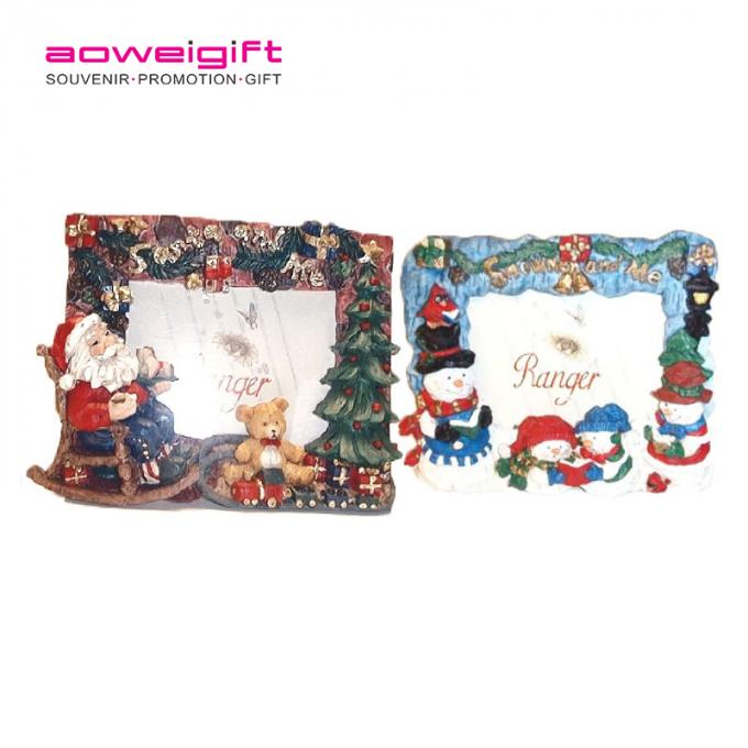 Cadre de photo de résine de Santa Claus de décoration de bande dessinée de cerfs communs de résine de Noël mignon à la maison de haute qualité fait sur commande du cadre de tableau 3D poly